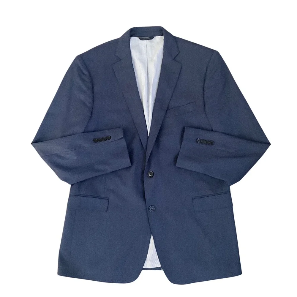 Brooks Brothers Explorer Regent Fit Wool Silk Stretch Blue Blazer 44L Jacket